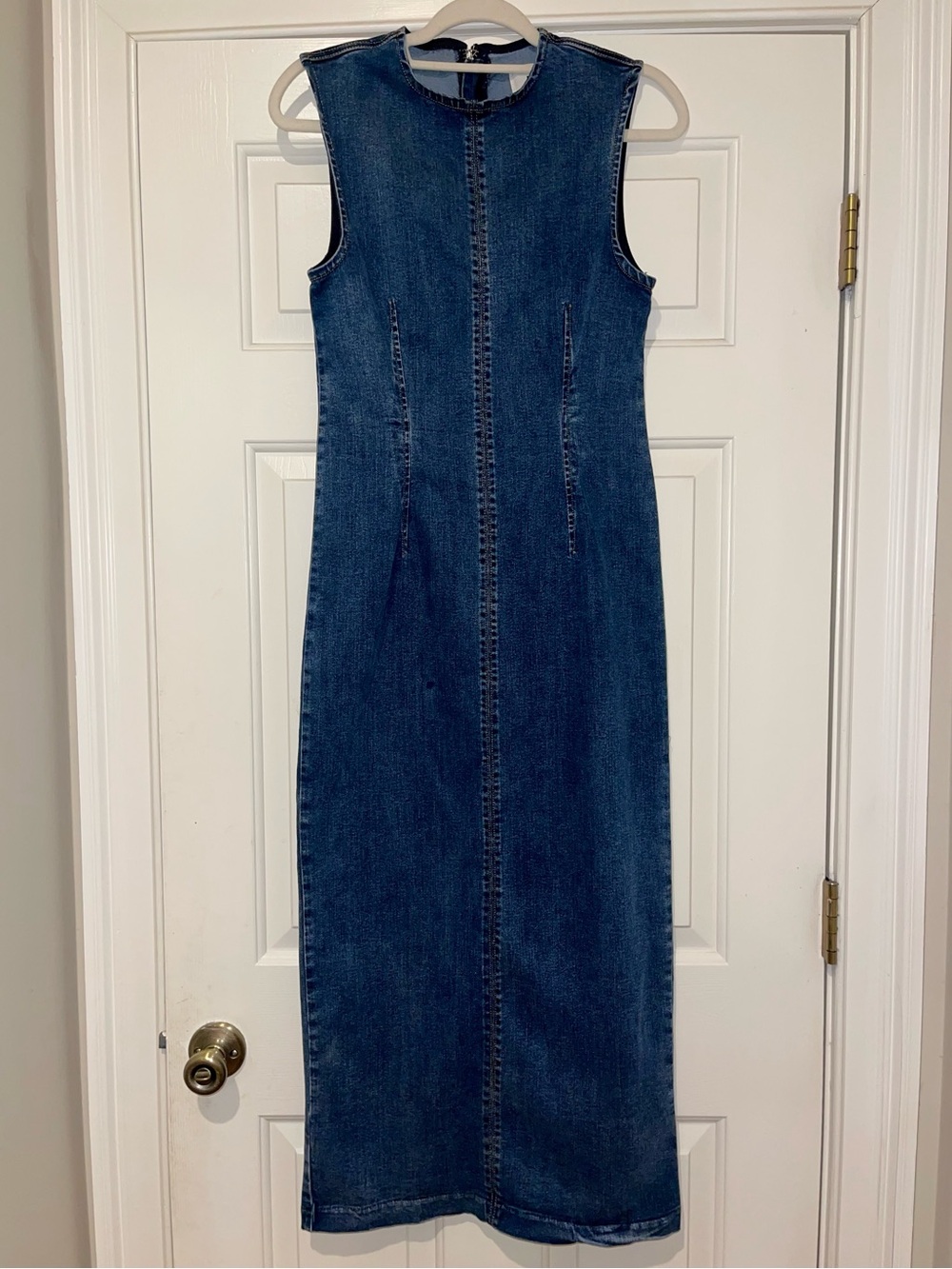 Reformation Kendi Denim Midi Dress Size 4 Sleeveless Column Dress - Picture 6 of 12